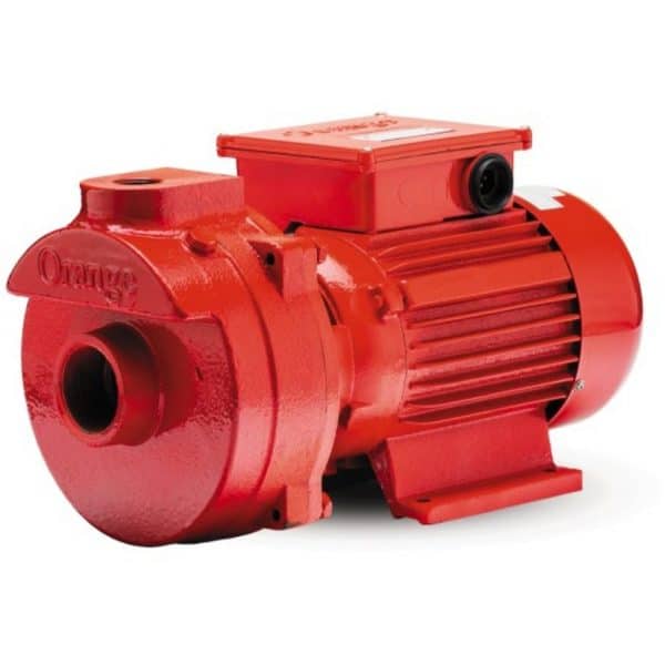 An example of an Orange Pump, the pump is painted red, and has no pipes connected to it